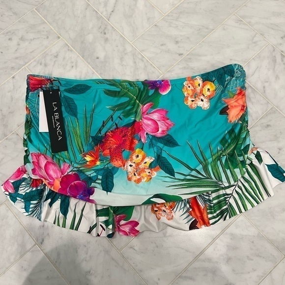 La blanca NWT tropical bikini bottom with ruched skirt size 16 - Picture 6 of 10